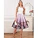 OBBUE Dresstore Vintage Pleated Skirt Floral A-line Printed Midi Skirts with Pockets Sakura-M