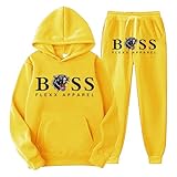 Mens Track Suit 2 Piece Set Camouflage Fleece Army Hooded Hood Top Joggers Bottom Tracksuit Sweatsuit Jogging Joggers Set Sweatshirt Set Exercise Fitness Sportswear Sweatshirts Christmas (Yellow,M) - Image 2