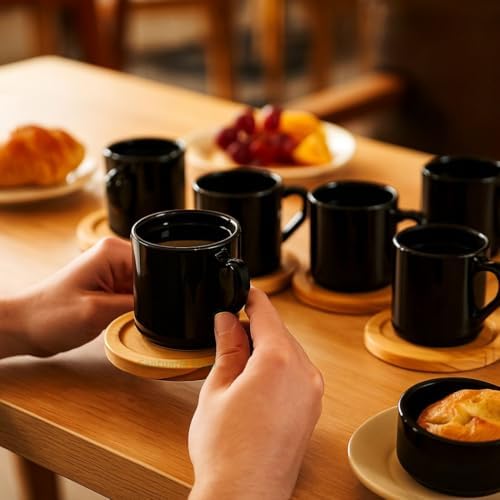 Jogo de Xicaras Porcelana 1° Linha Pires Madeira Pinus Café Espre...