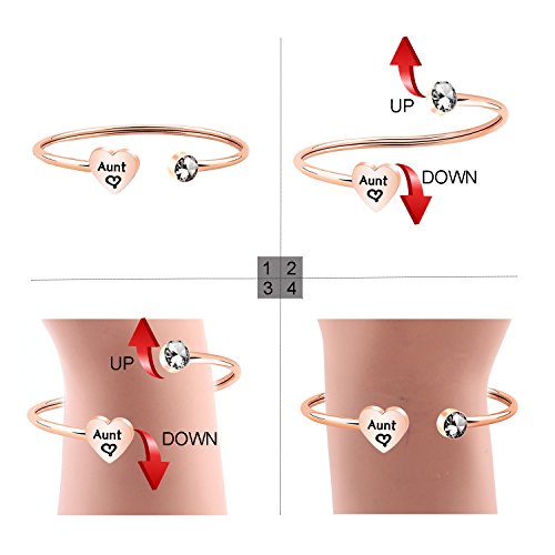 Pliti Aunt Bangle Bracelet Auntie Jewelry Gifts From Niece Cuff Bracelets For Women (Rose Gold) #TOP3