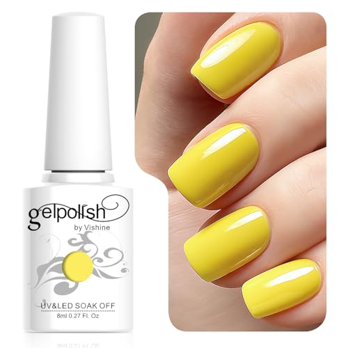 Vishine Smalto Semipermente per Unghie in Gel UV LED Smalti per Unghie Colori per Soak Off Manicure e Pedicure 8ml 1pzs - Giallo #561