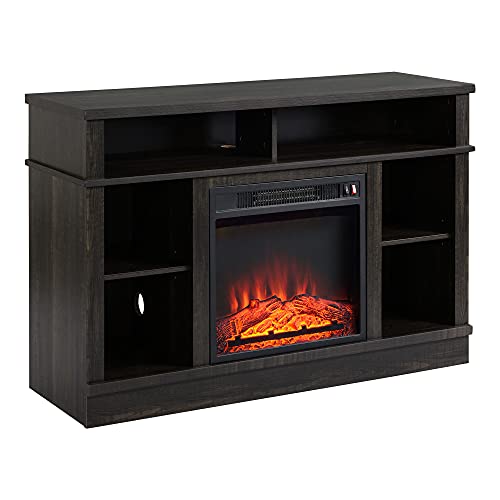 HOMCOM Electric Fireplace TV Stand Console for TV's up to 47", Living Room Storage Cabinet, Entertainment Center with Adjustable Shelves, 6 Cubby Storage and Cable Management, Espresso