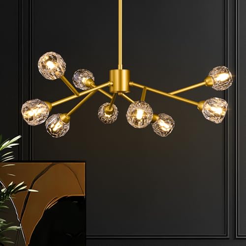 9-Light Sputnik Gold Chandelier for Dining & Living Rooms