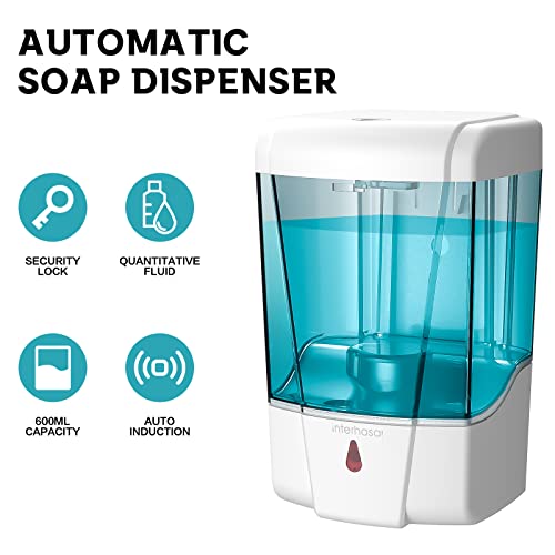 Interhasa! Automatic Soap Dispenser Wall Mount, Hand Sanitizer Dispenser 600Ml/20Oz Touchless Sensor Hand Free Soap Dispenser For Gel/Liquid, Abs Plastic, White #TOP1