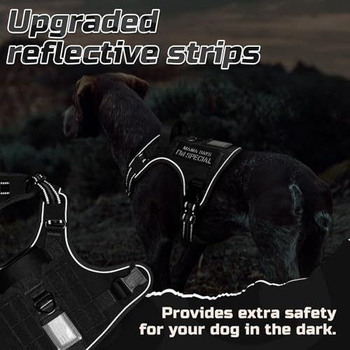 rabbitgoo Hundegeschirr Grosse Hunde, Anti Zug Geschirr Hund Verstellbar mit Griffe Verbreitert, Robust und Verschleißfest, Taktisches Hundegeschirr mit Metallschnallen zum Wandern(XL, Schwarz)