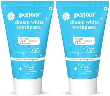 Perfora Teeth Whitening Toothpaste For Stain Removal - 300 g (150g X 2) | Fluoride & SLS Free Tooth Paste For Adult & Kids | N-Ha For Teeth Remineralisation & Oral Care | No Artificial Sweetners