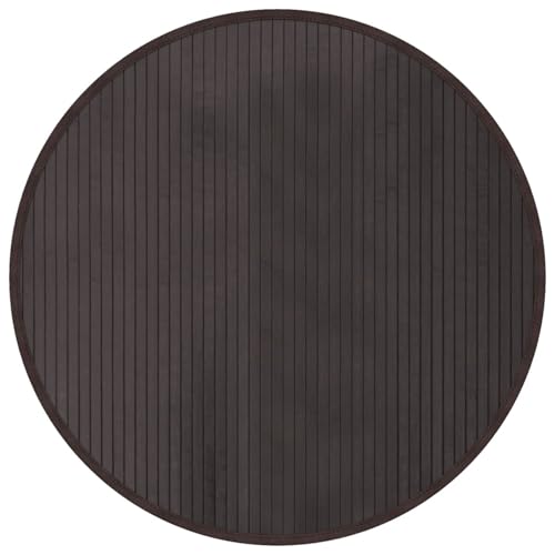 Alfombra redonda de bambú marrón oscuro, 80 cm, antideslizante, para interiores y exteriores, material de bambú natural y polipropileno, para sala de estar, camping y decoración de patio