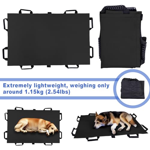 Image of Pet Stretcher for Dogs - Emergency Animal Carrier, 300lb Weight Limit, 44 inchx28 inch Size, with 8 Safety Straps for Easy Transport(Black)