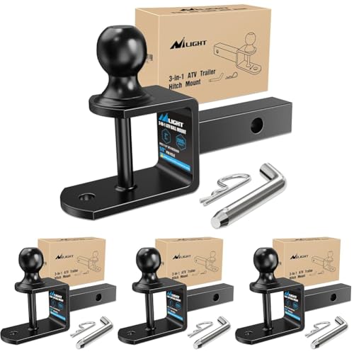 Image of Nilight 3 in 1 ATV UTV Multi Hitch Mount Fits 1-1 /4 inch Receiver with 2 inch Ball Hitch Rated 2000 LBS Winch Strap Loop Rated 5000 LBS (Pack of 4)
