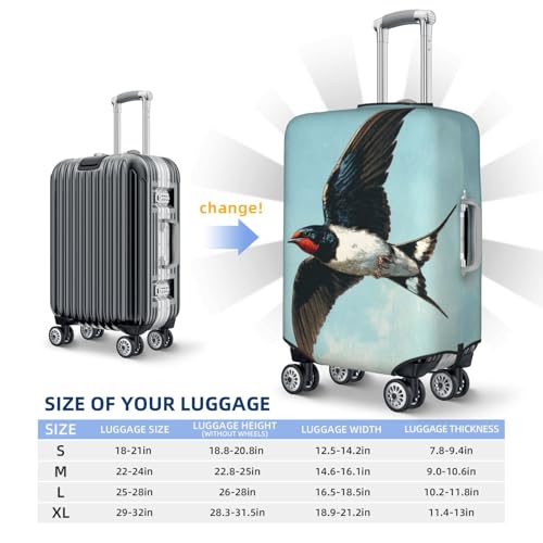 Vintage Elegant Swallow Elastic Travel Luggage Covers Dustproof Scratch-Resistant Suitcase Protector Fit 22-24 Inch4