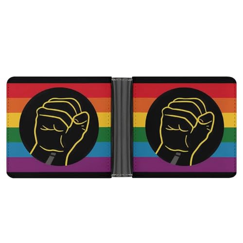 Black Power Fist Flag BLM Pride Rainbow Funny Billfold Wallet Credit Card Holder Slim Passcase Pouch Purse for Men Women