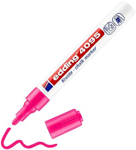edding 4095 chalk marker - white - 1 chalk pen - round nib 2-3 mm - medium-nib wet wipe pen for chalkboards, windows, glass, mirrors - liquid chalk marker pen for opaque coverage