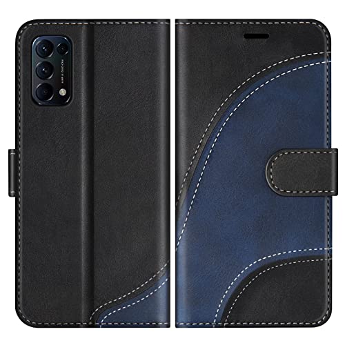 BoxTii Hülle für Oppo Find X3 Lite 5G, PU Leder Handyhülle für Oppo Find X3 Lite 5G, Ledertasche Klapphülle Schutzhülle mit Kartenfächer & Magnetverschluss, Schwarz