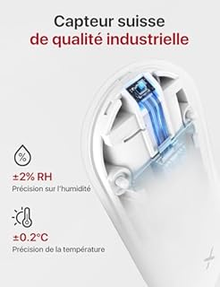 X-Sense Thermometre Interieur Connecté, WiFi Hygromètre Haute Précision avec Station de Base Suivi Température et Humidité Alertes App Exportation Données Portée 500 m Compatible Alexa, STH55