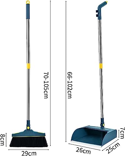 Besen- und Kehrschaufel-Set, Kombination aus Kehrschaufel und Besen mit langem Griff for drinnen und draußen, robustes Besen-Kehrschaufel-Set for Küche, Lobby, Büro, aufrecht stehende Kehrschaufel mit – Bild 3