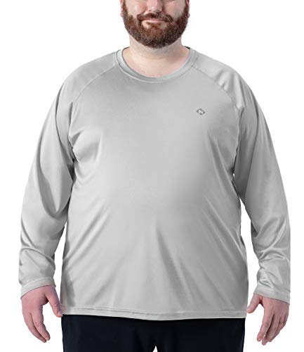 Naviskin Men's Plus Size UPF 50+ Sun Protection Long Sleeve Outdoor T-Shirt Big & Tall XL-4XL Grey Size 2XL