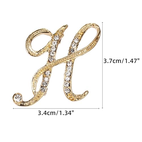 Image of Rhinestone Initial Brooch Pin for Women, Alphabet Gold Letter Brooch A-Z with Crystal, Metal Pin for Hat Bag Dress Suit Accessory for Men