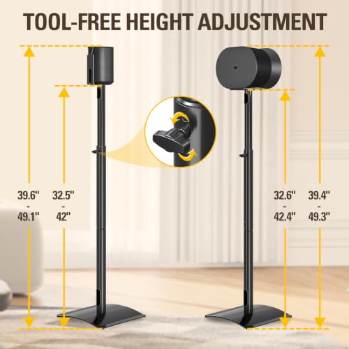 Image of Mounting Dream Speaker Stands for Sonos Era 100, One, Era 300, Height Adjustable Up to 42 inch, Set of 2 Surround Sound Speaker Stand with Cable Management, 13.2 LBS Loading MD5418