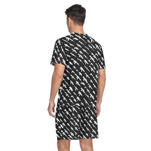 JUDIAN Men's Summer Pajama Set 2-Piece Short Sleeve & Shorts, Elastic Waistband for Lounge & Nightwear S2