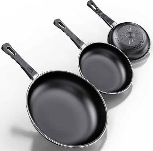 Kiseely Ensemble de poêles à frire antiadhésives, 24 cm + 26 cm +...