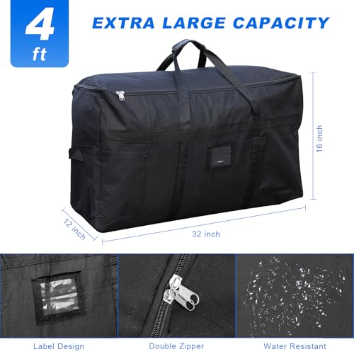 Image of Christmas Tree Storage Bag 4 FT Heavy Duty Storage Tote | Waterproof Christmas tree storage bag (32x12x16in) Dual smooth zippers, reinforced handles & label pocket dust /moisture-proof