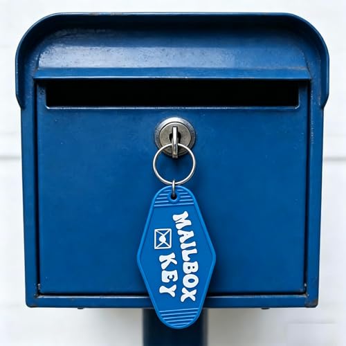 Image of Mailbox Key Keychain Black Mail Key Ring Motel Key Chain