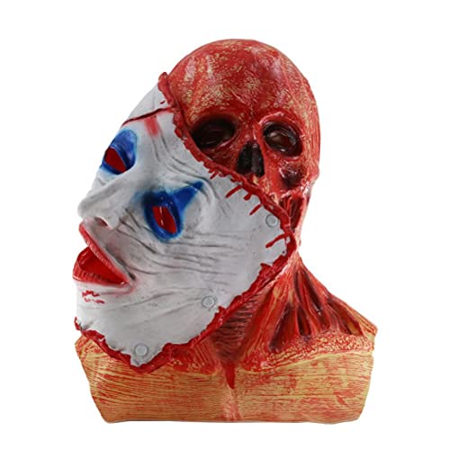 NOEARR What is Me Mask-Tear-Off, máscara de payaso de doble cara de terror de Halloween, máscara de calavera de cabeza completa con mandíbula móvil para...