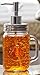 Circleware Honey Bee Mason Jar Dispenser Pump Glass Bottle with Lid Home Decor and Bathroom Accessories for Essential Oils, Lotions, Liquid Soaps 17.5 oz Clear