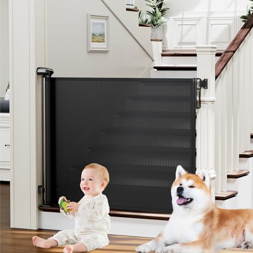 Image of PRObebi Retractable Baby & Dog Gate - Extends to 72" Wide, 34" Tall, for Stairs, Doorways, Hallways, Outdoor, Deck, Porch