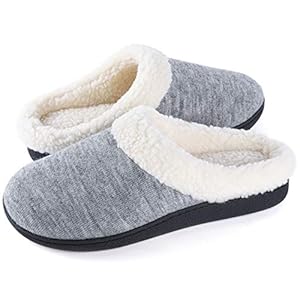 Wishcotton bonten fleece damespantoffels met comfortabel traagschuim, warm en comfortabel, binnens- en buitenshuis, thuis, schoenen