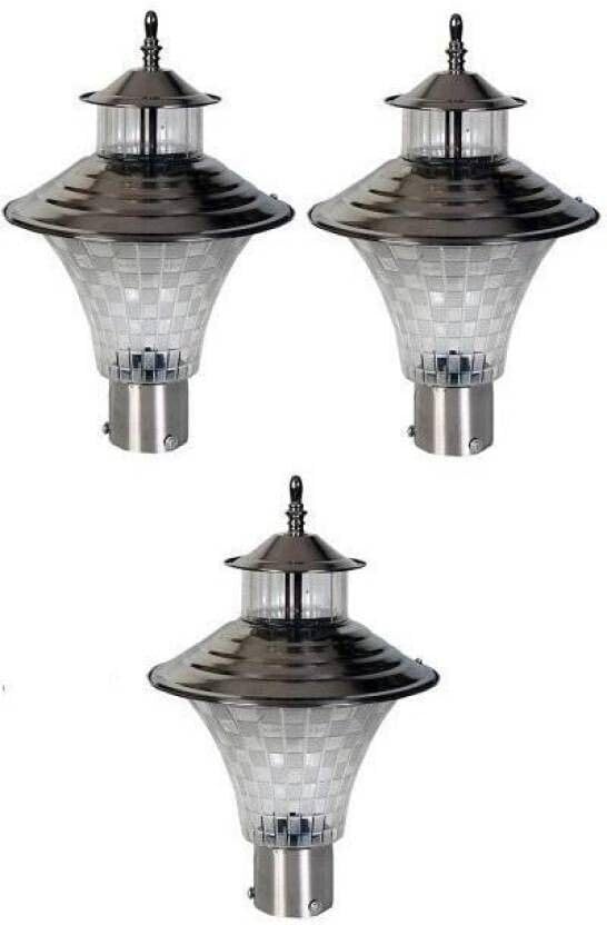 Fixed Gate Light Clear Stainless Steel | Pack of 3 Outdoor Garden and Roof Entrance Lamps | Durable Weather-Resistant Decorative Exterior Lighting Fixture-image-5