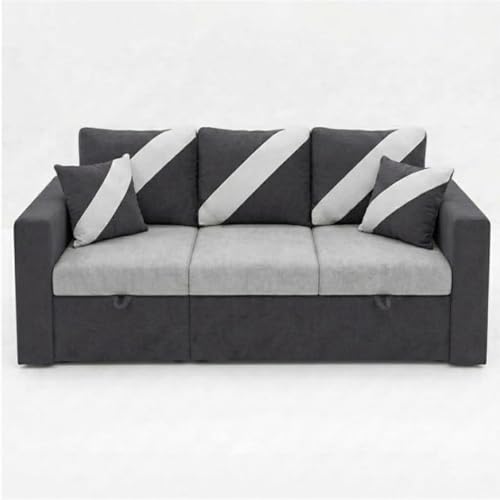 Image of FURNY Trivia 4 Seater LHS Lounger Sofa Cum Bed (Dark Gray - Light Gray) with Pull-Out Function | Luxury Velvet Suede Finish | Durable Comfort | Ideal for Living Room