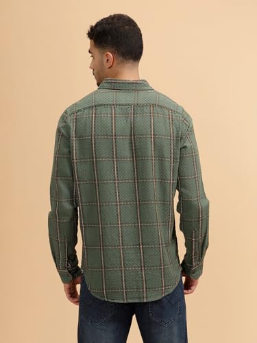 Image of WROGN Men's 100% Cotton Shirt | Checkered Pattern | Slim Fit