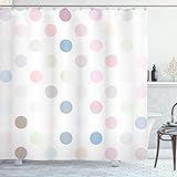 Ambesonne Polka Dots Shower Curtain, Polka Dots Creative Template Pattern Simple Gradient Effects Digital Graphic, Cloth Fabric Bathroom Decor Set with Hooks, 84' Long Extra, White