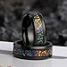 NUNCAD Black Mens Rings with Dichrolam Inlay, 8mm Tungsten Ring Band for Wedding/Engagement/Daily, Colorful Center, Beveled Edges, Comfort Fit Fashion Rings Jewelry Gift, Size 12
