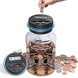 ALLOMN Digital Coin Bank Savings Jar, Digital Coin Counter Clear Digital Piggy Bank for US Coins with LCD Display