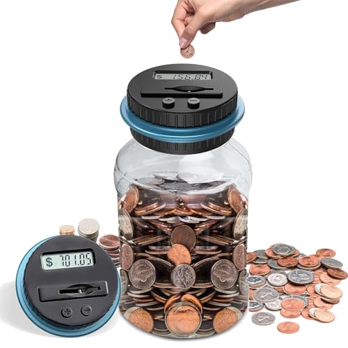 Money Banks, 1.8L Digital Piggy Bank ​with LCD Display and Large Capacity, Automatic Coin Counting Jar Money Box for Kids Adult Boys Girls as Gift on Christmas, Birthday, New Year's day