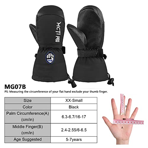 MCTi Kids Mittens with String KDS-19 One Pair(Black, XX-Small) Kids Mittens with Removable Liner MC-03 One Pair(Black, XX-Small)3