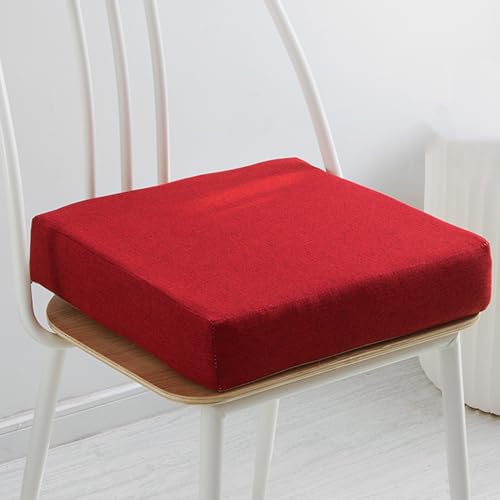 Cojín cuadrado para silla en algodón y lino natural rojo de 50x50x5 cm 2