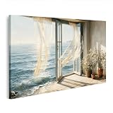 islandburner Cuadro sobre lienzo con vistas al mar para salón, perfecto para los amantes de la pasión por los viajes – Edición H2