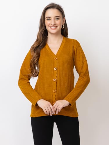 Image of Women's Warm Woolen Cardigan - Stylish Full Sleeve Knitwear for Winter, Cozy & Elegant Sweater