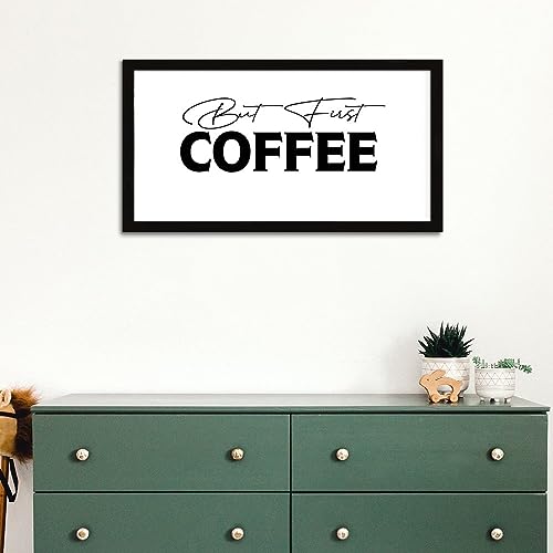 Panneau encadré en bois But First Coffee décoration murale de ferme - 6