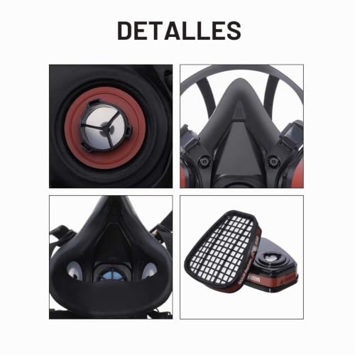 Miniatura 5 de Edimax, Mascara De Gas, Mascarilla Pintura, Con Gafas 8 Filtros De Recambio, Respiratoria, Reutilizable, Antipolvo, Para Pintar, Fumigar, Protección Y Seguridad