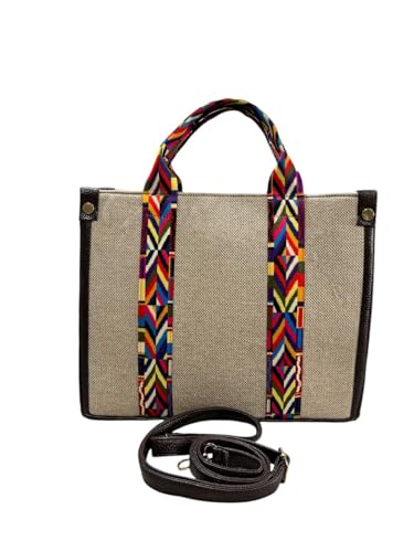 Jute and Leather Shoulder Bag, 13 cm Length, 4 cm Depth, 11 cm Height, 400 g Weight, Multicolour Strap 1 41fmQR7dZML. SL500