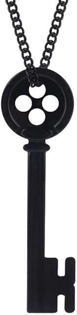 TUMUSKER Black Key Style Necklace Zinc Alloy Pendants for Women Coraline Cosplay Gift