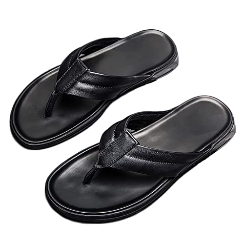 Tongs de plage en cuir homme haut de gamme, sandales douces et confortables