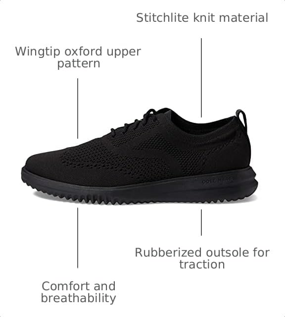 Image of Cole Haan Mens Grand+ Stitchlite Wing Tip Oxford