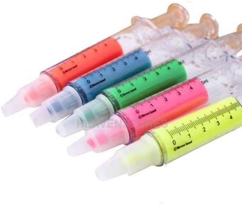 6x Liquid Syringe Highlighter Watercolor Pen Hospital Medical Stationery