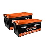 CHINS 2Pack LiFePO4 Battery 12V 280AH Lithium Battery, Built-in 200A BMS, 6000+ Cycles, Includes Low Temperature Cut-off Function, for RV, Off-Grid, Solar Power System, Home Backup, UPS, Marine