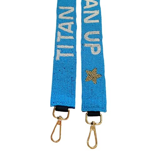 Light Blue with White Letters Yellow Stars Beaded Purse Strap Tennessee Football Game Day Clear Stadium Bag Gold Clasps2